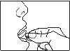 Line drawing of a hand inserting a tablet or pill into the open mouth of a person shown in profile