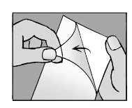 Two hands holding and folding a sheet of paper toward the