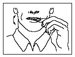 Disegno lineare di una persona che ruota la testa verso destra con una mano che tocca la zona del collo e della mascella