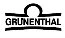 Logo nero della società farmaceutica Grünenthal composto dalla scritta in maiuscolo racchiusa tra due linee orizzontali con un semicerchio sopra