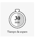 Stylized clock icon with the text 30 min at
