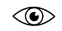 Stylized black and white drawing of a human eye with a dark pupil and iris, and clearly defined eyelid contours