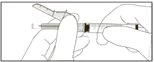 Two hands holding a horizontal injection pen to prepare the drug dosage with the