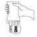 Technical drawing showing a hand holding a syringe for a