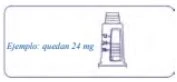 A cream tube with a graduated scale and blue text reading Ejemplo: quedan 24 mg on a white background at the