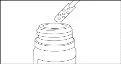 Disegno a linee nere che mostra un'ago di siringa che viene inserito nella parte superiore di un flaconcino di vetro per il prelievo del farmaco