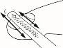 Disegno schematico in bianco e nero che mostra un oggetto cilindrico con frecce a doppia punta che indicano un movimento di scorrimento o estrazione