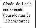 Black text on white background stating: Forgot one tablet taken more than 12 hours late