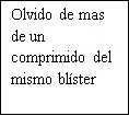 Black text on white background stating in Spanish: Forgot more than one tablet from the same blister