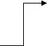 Black step-shaped arrow with a vertical line rising upward and a horizontal line pointing to the right on white background
