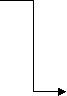Black line diagram on white background with a vertical line descending and bending to the right with an arrowhead