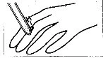 Disegno a linee nere che mostra una mano che tiene una siringa per applicare una goccia di liquido sulla punta di un dito