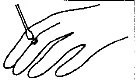Disegno a linee nere che mostra una mano con le dita distese e un applicatore che tocca la superficie della punta di un dito