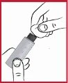 One hand holds a vial while the