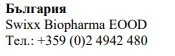 Black text on white background with the words Bulgaria, Swixx Biopharma EOOD and the telephone number +359 (0)2 4942 480