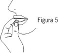Disegno lineare di una mano che inserisce una compressa o un farmaco nella bocca di una persona accanto alla scritta Figura 5