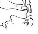 Line drawing of a hand holding a medical device for