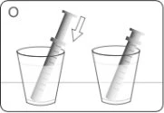 Diagram showing a syringe inserted into a glass