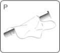 Line drawing of a hand holding a syringe with the
