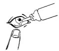 Schematic drawing of a dropper bottle dispensing a drop of liquid into the