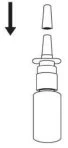 Diagram showing a black downward-pointing arrow indicating the direction of motion