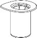Black and white technical drawing of a cylindrical container with a flat lid and a