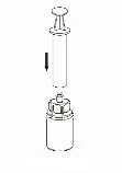 Diagram techniczny pokazujący tłok strzykawki wciskany w dół