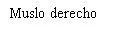 Black text on white background reading 'Right thigh' in Spanish