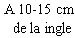 Black text on white background reading '10-15 cm from the groin'
