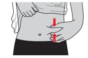 Drawing of a person pinching the skin of the