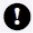 Warning symbol with a white exclamation mark inside a