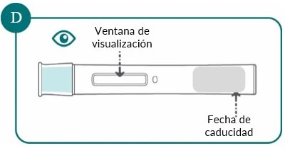 Diagramma di un dispositivo medico con finestra di visualizzazione centrale e indicazione della data di scadenza sulla parte destra