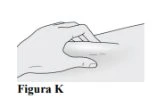 Una mano tiene ferma la pelle con le dita mentre il pollice preme sulla zona del corpo per preparare l'iniezione con la dicitura Figura K