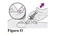 Illustrazione che mostra una mano che preme un dispositivo medico sulla pelle con una freccia viola che indica il movimento verso l'alto
