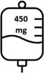 Stylizowany rysunek worka do infuzji zawierającego ciecz z napisem 450 mg i oznaczeniami pomiarowymi po prawej stronie