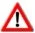 Warning sign with thick red border and white triangle containing a black exclamation mark in the center