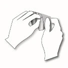 Two hands carefully opening a medicine package or a white cylindrical container against a neutral background
