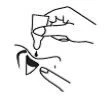 Disegno lineare di una mano che tiene un flaconcino contagocce per far cadere una goccia di liquido all'aperto
