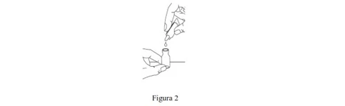 Disegno a tratto che mostra una mano che usa una pipetta per far cadere una goccia di liquido in un piccolo flacone tenuto dall'altra mano