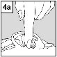 Black and white technical drawing showing a hand holding a vertical object above a curved and irregular surface with the