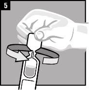 A hand twists the top of a vial to remove the cap and access the liquid inside
