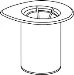 Technical drawing in black and white of a cylindrical medical device with a wide, flat base and a vertical hollow body