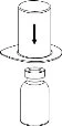 Technical drawing showing a cylinder with an arrow pointing downward indicating the direction
