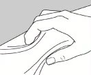 A hand lifts and stretches the skin with the fingers to prepare the area for