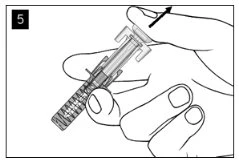 One hand holds a syringe while a finger pushes toward the