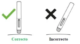Diagramma con una penna iniettiva tenuta verticalmente con segno di spunta verde e una penna inclinata con una croce nera sopra
