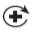 Black symbol of a cross surrounded by a curved arrow indicating clockwise rotational movement