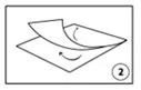 Black and white schematic drawing showing two overlapping sheets with curved arrows indicating the separation movement between them