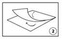 Black and white technical drawing showing two overlapping sheets with curved arrows indicating the separation movement between them
