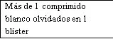 Black text on white background reading More than 1 white tablet forgotten in 1 blister